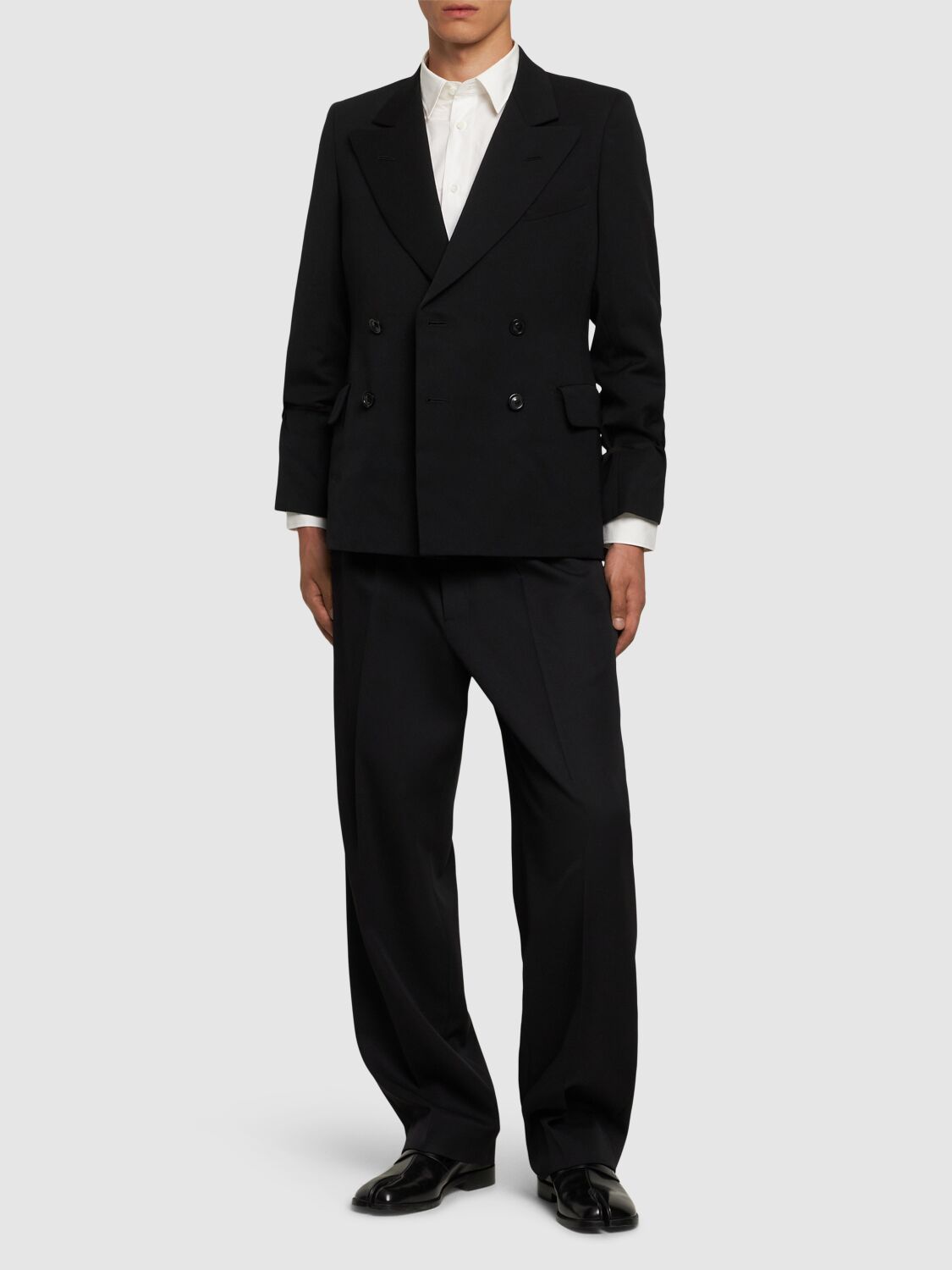 Shop Maison Margiela Double Breasted Wool Blazer In Black