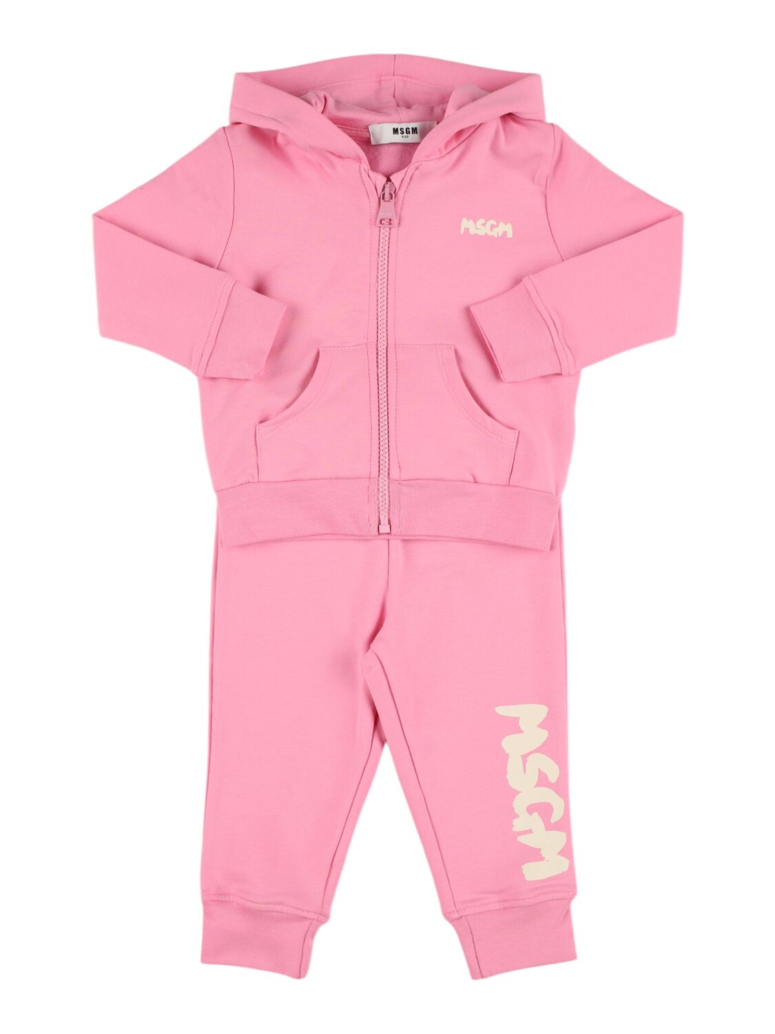 Msgm Cotton Sweatshirt & Sweatpants In Pink