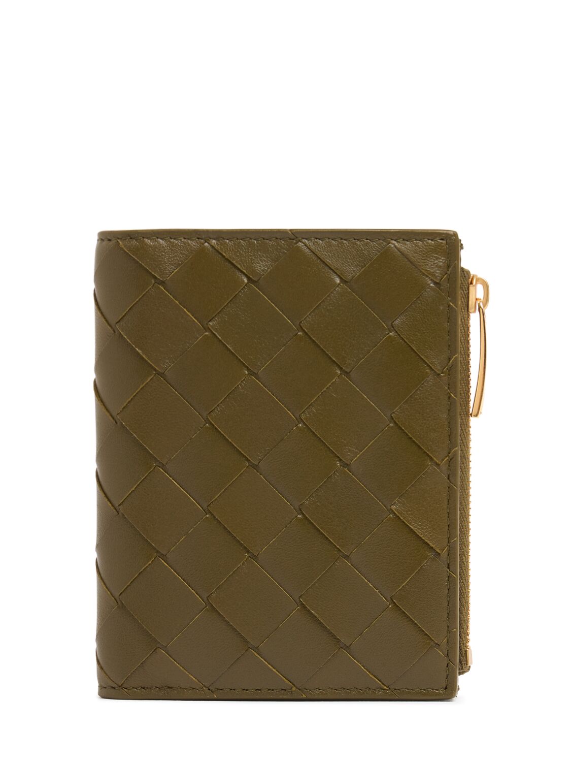 Bottega Veneta Small Intrecciato 15 Leather Wallet In Green