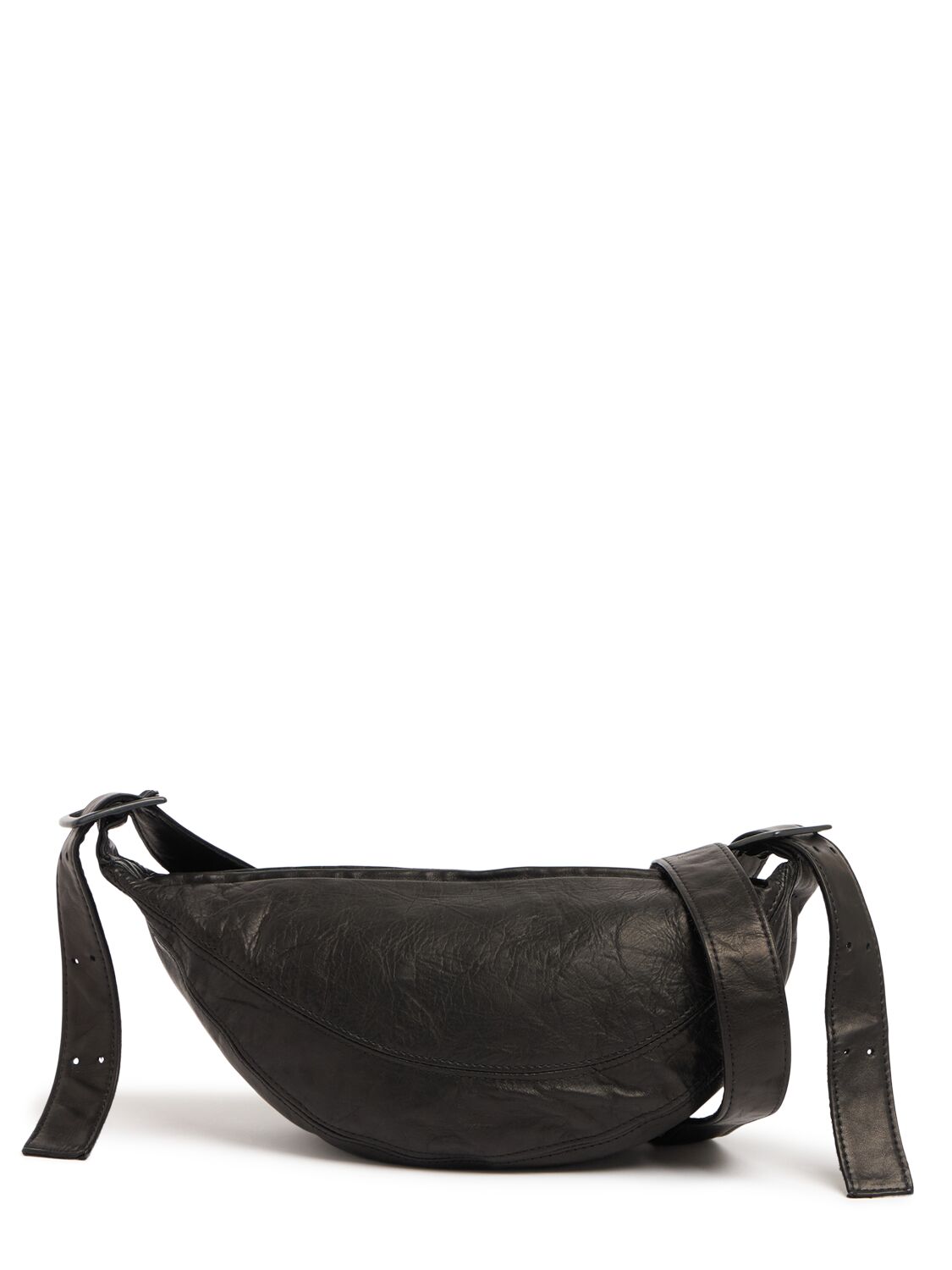 Yohji Yamamoto Sling Grained Leather Crossbody Bag In Black