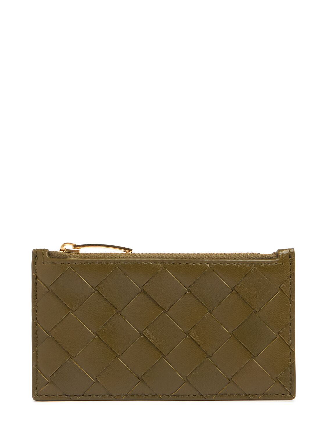 Bottega Veneta Slim Intrecciato 15 Leather Card Case In Green