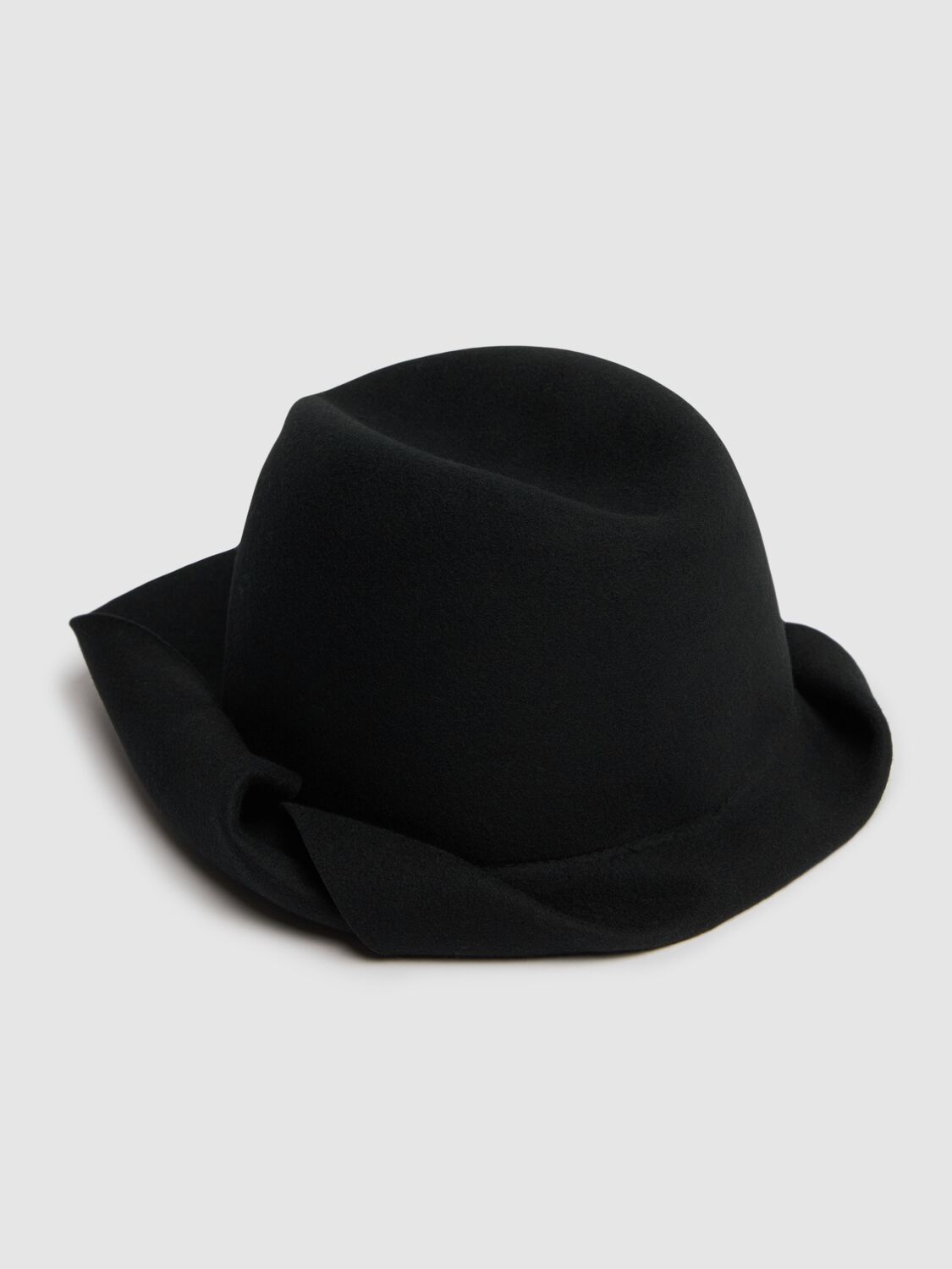 Shop Yohji Yamamoto Roll Brim Wool Hat In Black