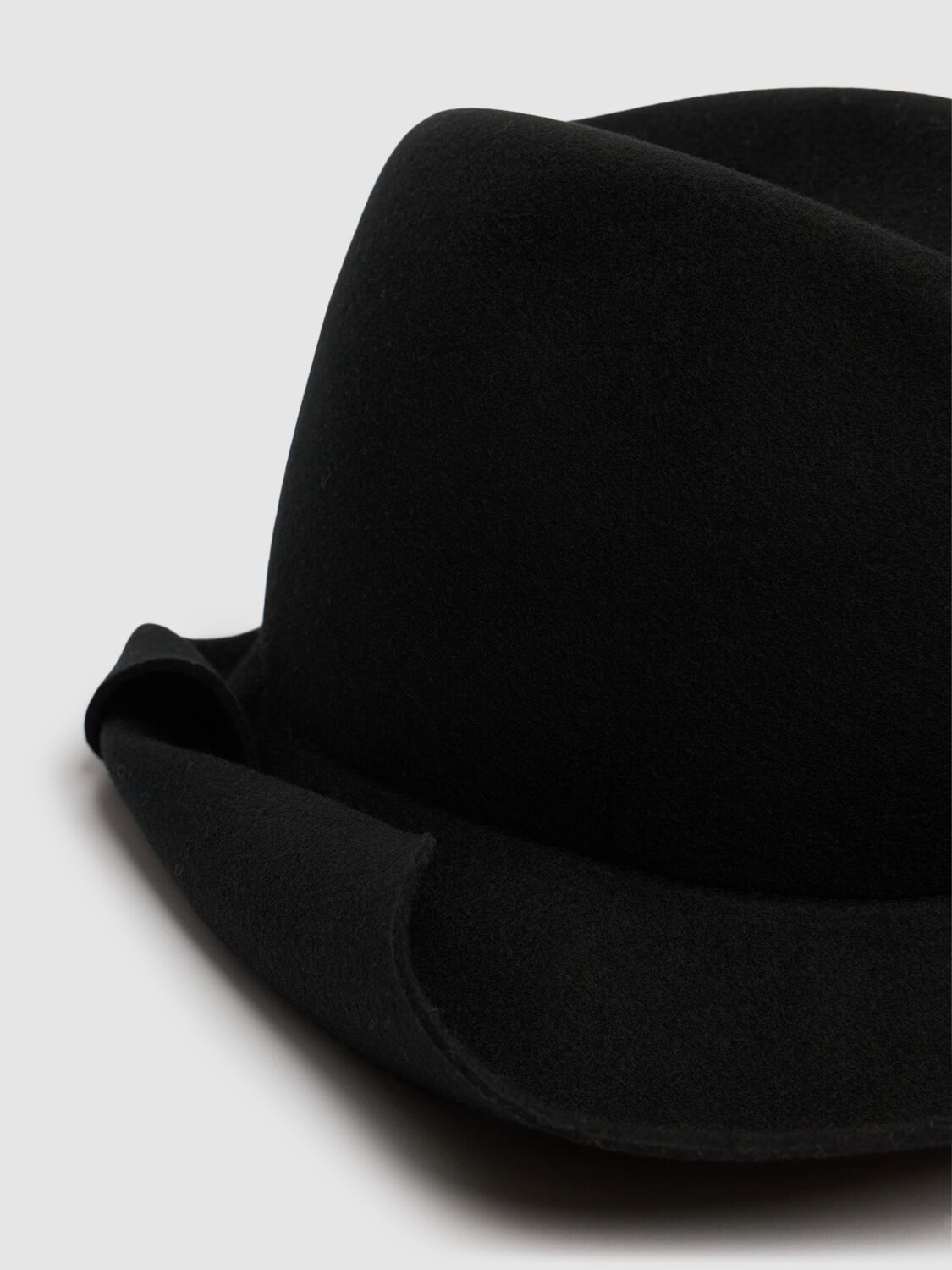 Shop Yohji Yamamoto Roll Brim Wool Hat In Black