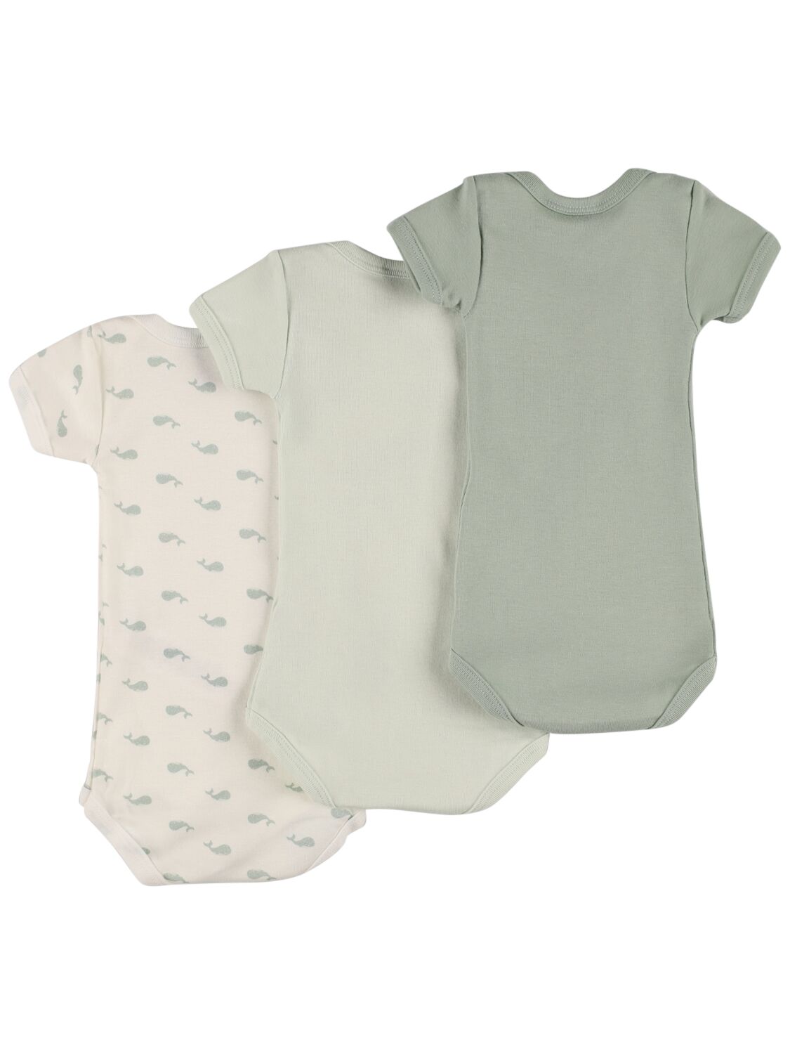 Shop Petit Bateau Set Of 3 Printed Cotton Bodysuits In Multicolor