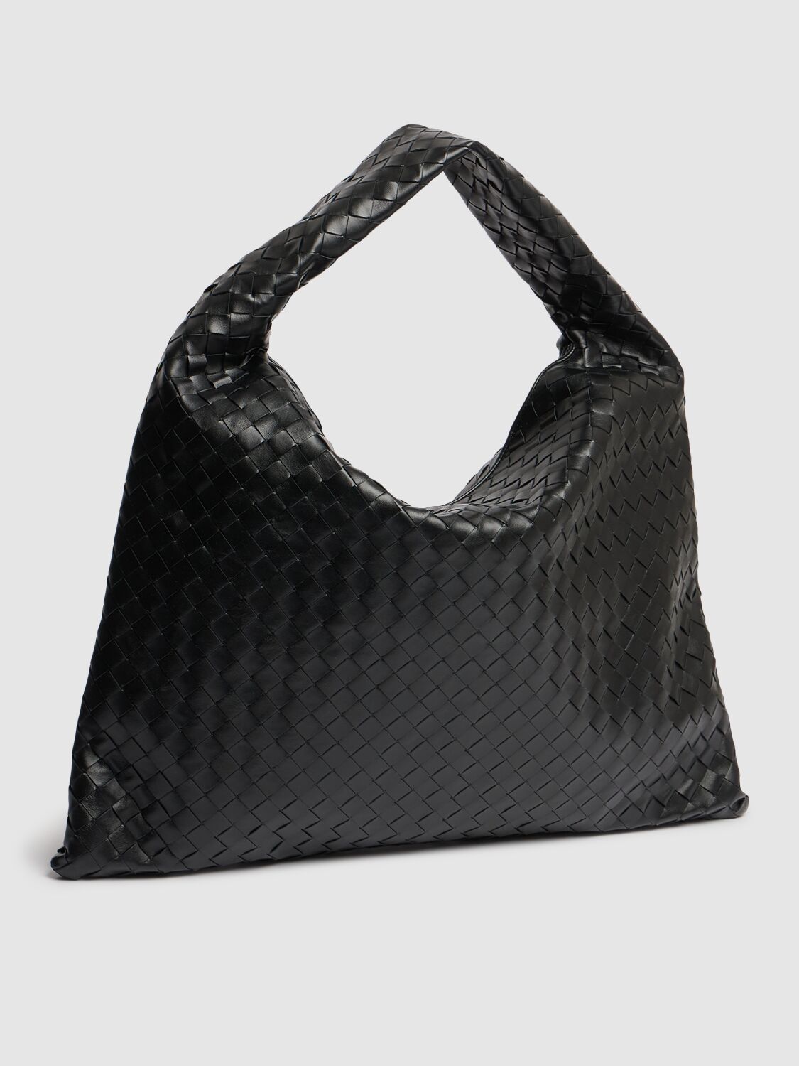 Shop Bottega Veneta Large Hop Leather Shoulder Bag In Black