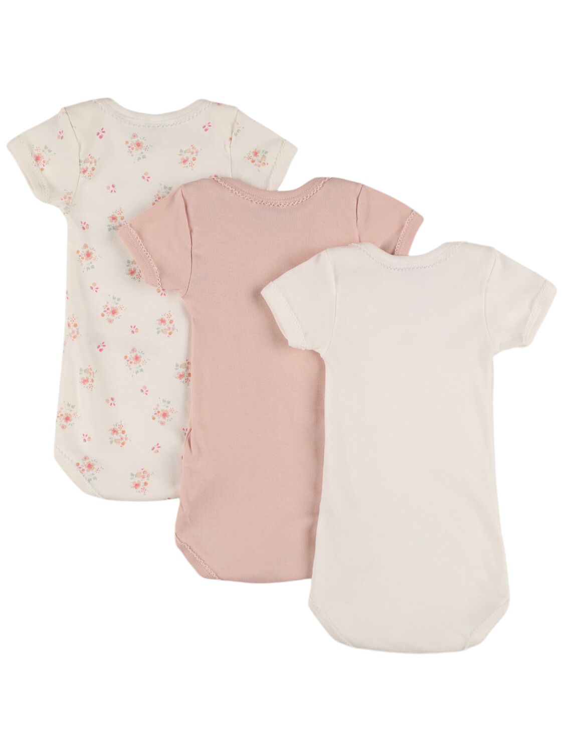 PETIT BATEAU SET OF 3 PRINTED COTTON BODYSUITS 