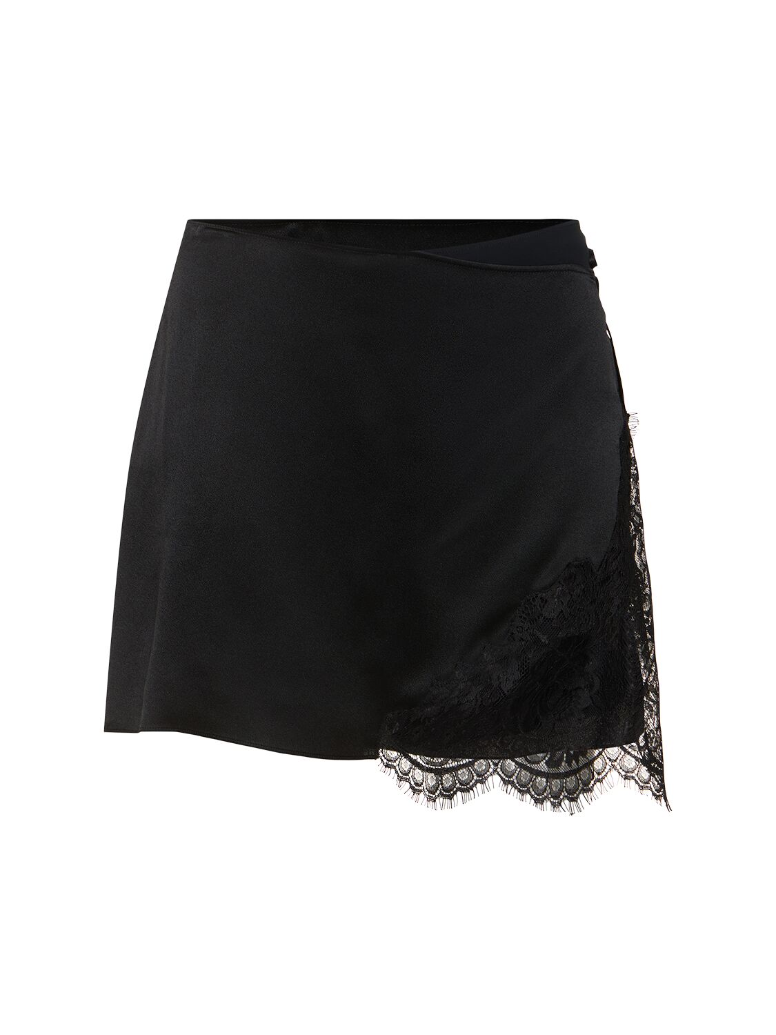 Alberta Ferretti Lace & Satin Skort In Black