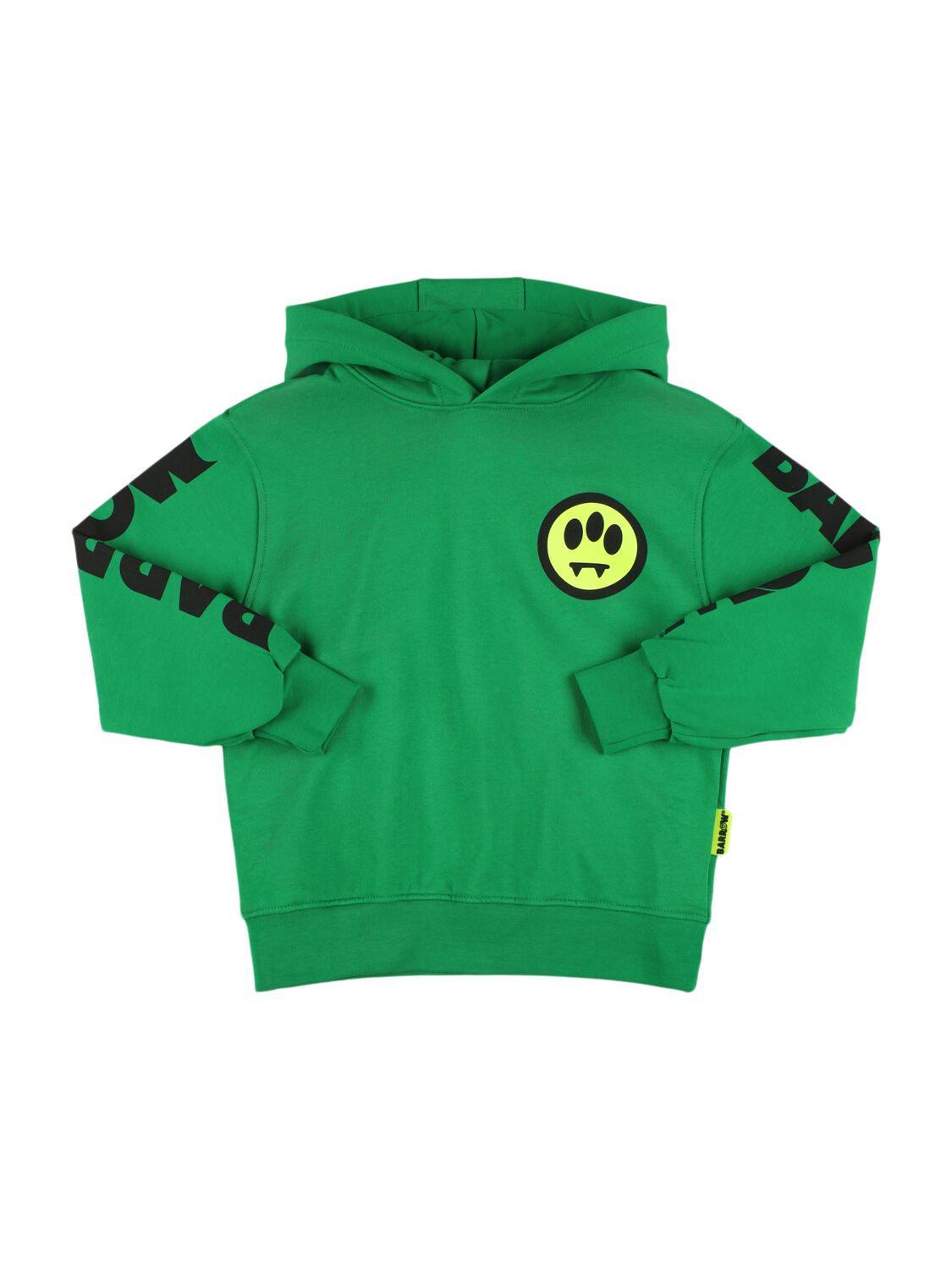 Barrow Kids' Printed Cotton Hoodie In Green