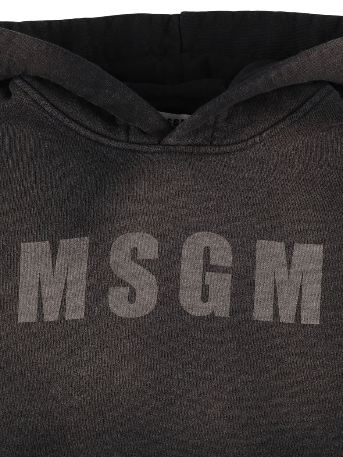 Shop Msgm Logo Faded Cotton Sweatshirt Hoodie In Black