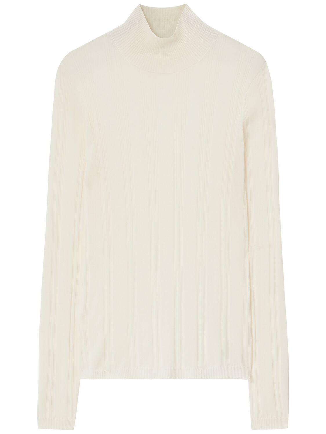 Carven Silk Ribbed Knit Top In White