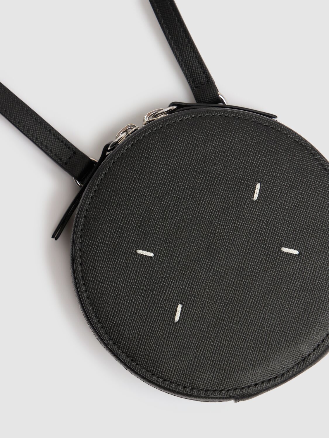 Shop Maison Margiela Saffiano Micro Circle Bag In Black