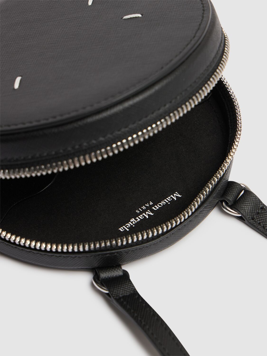 Shop Maison Margiela Saffiano Micro Circle Bag In Black