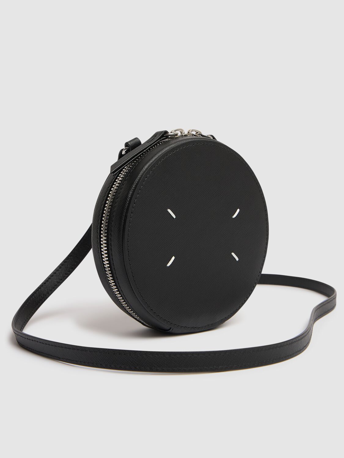 Shop Maison Margiela Saffiano Micro Circle Bag In Black