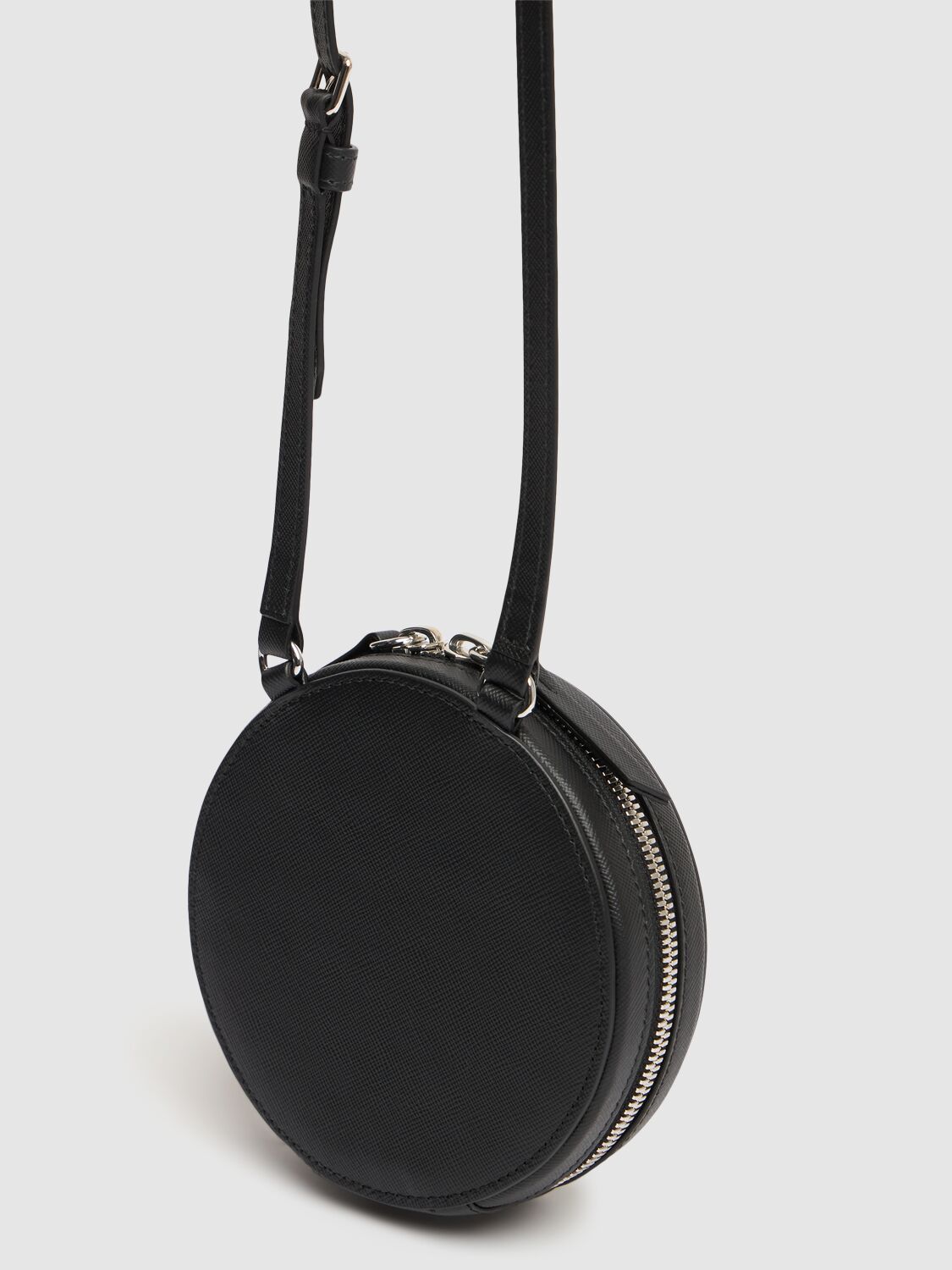 Shop Maison Margiela Saffiano Micro Circle Bag In Black