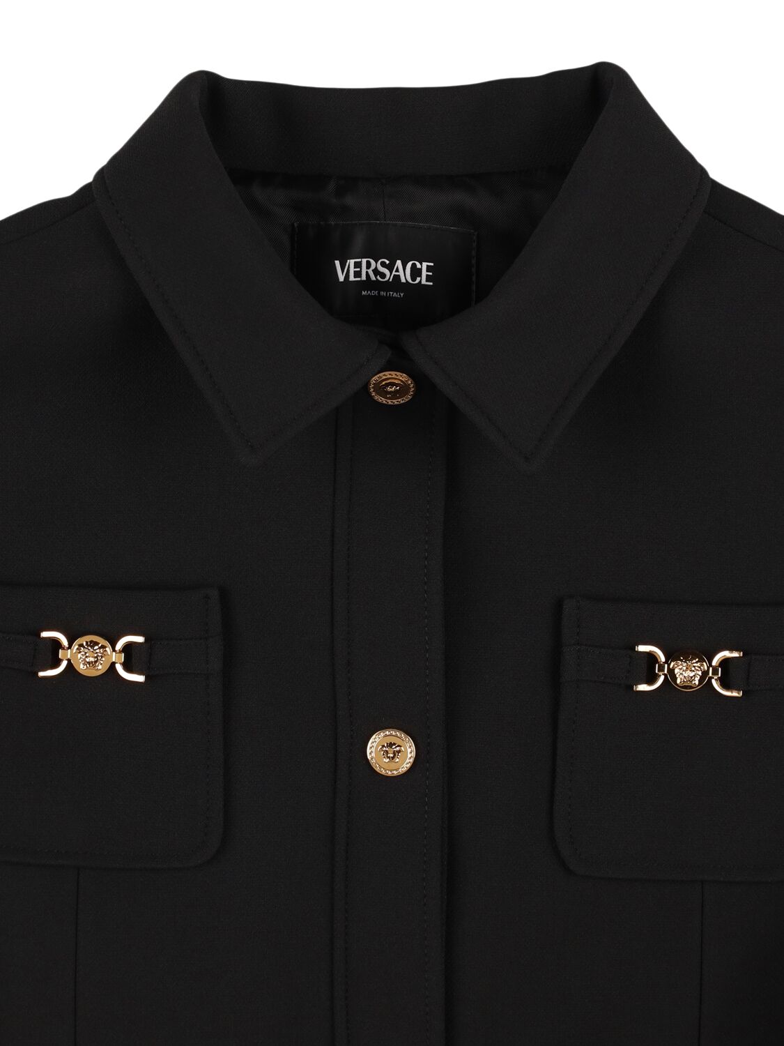 Shop Versace Poly Blend Jacket In Black