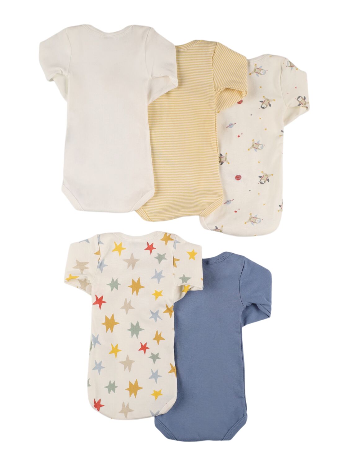 Shop Petit Bateau Set Of 5 Printed Cotton Bodysuits In Multicolor