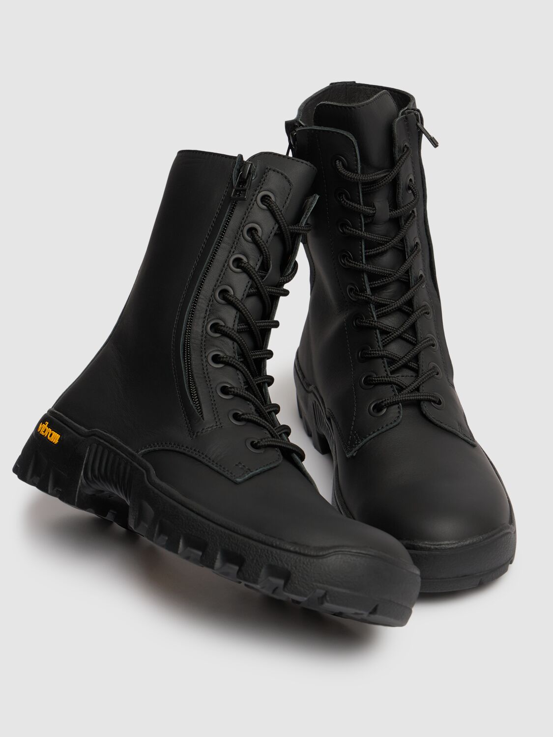 Yohji Yamamoto Commando Leather Combat Boots In Black
