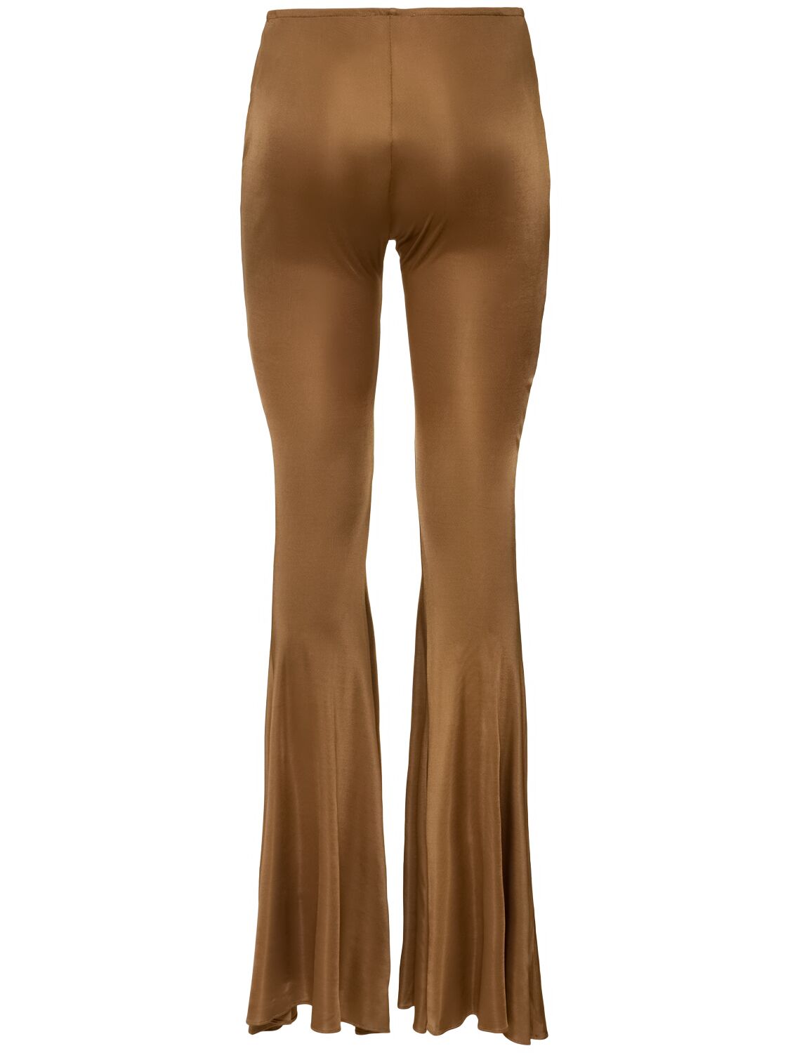 Shop Giuseppe Di Morabito Shiny Viscose Jersey Flared Pants In Brown