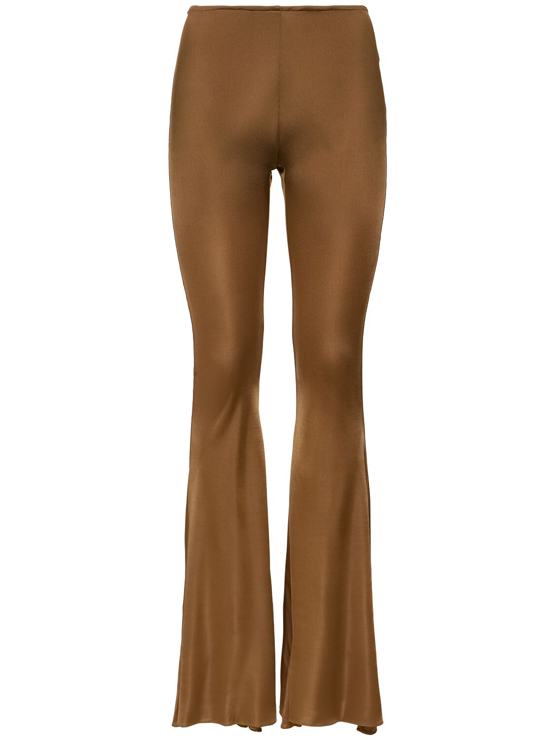 Giuseppe Di Morabito Shiny Viscose Jersey Flared Pants In Brown