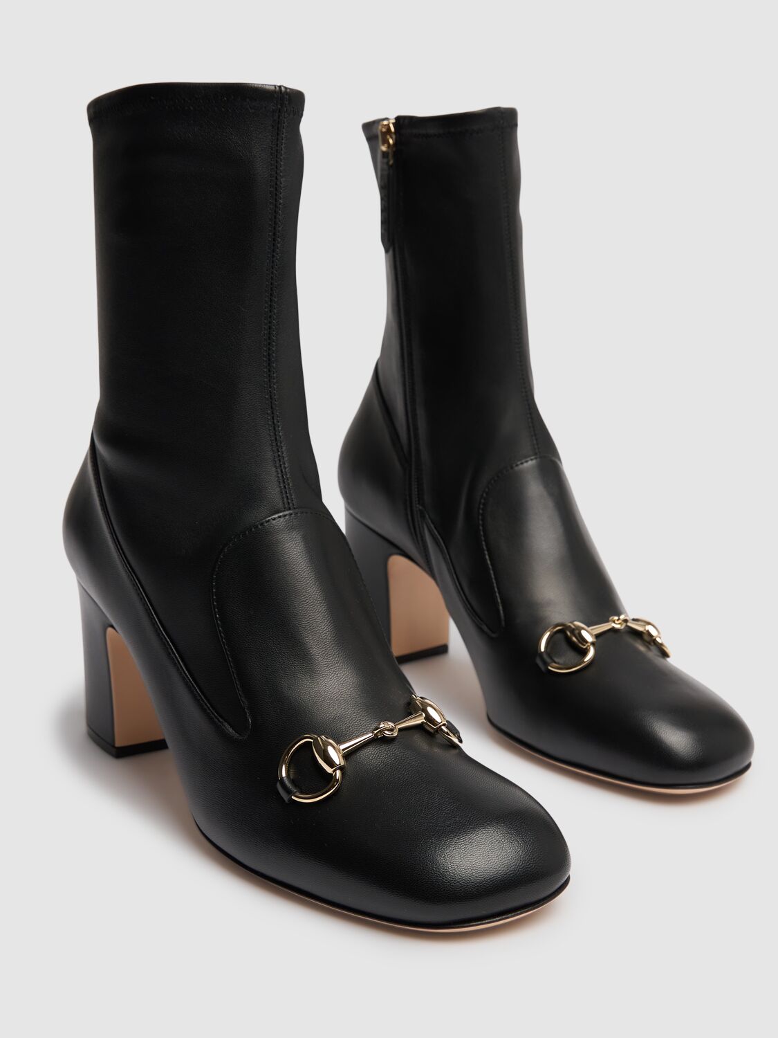 Shop Gucci 75mm Lady Horsebit Leather Boots In Black