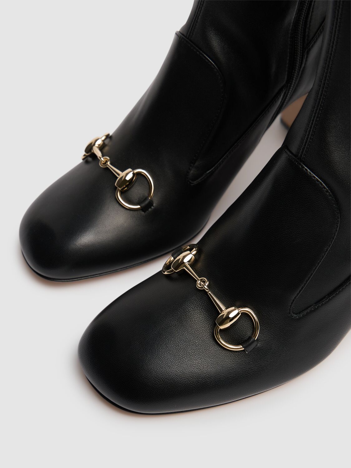 Shop Gucci 75mm Lady Horsebit Leather Boots In Black