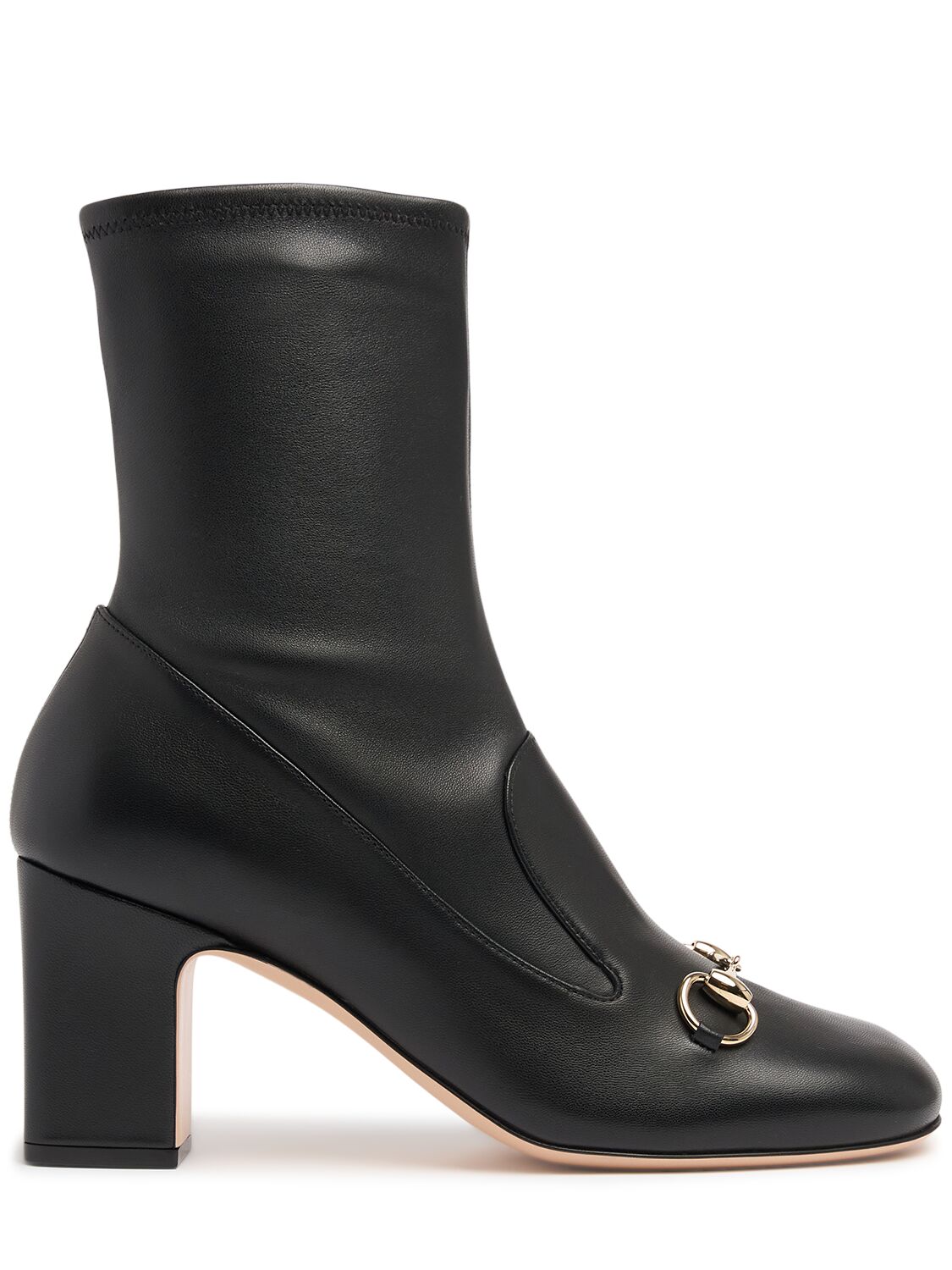 Gucci 75mm Lady Horsebit Leather Boots In Black