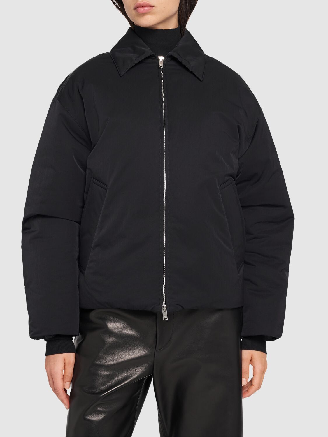 Shop Bottega Veneta Tech Nylon Down Jacket In Black