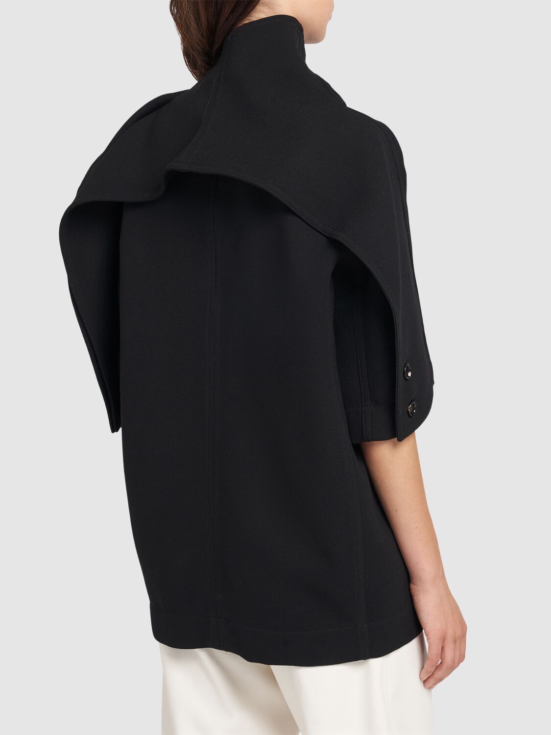 Shop Bottega Veneta Wool Crepe Top In Black