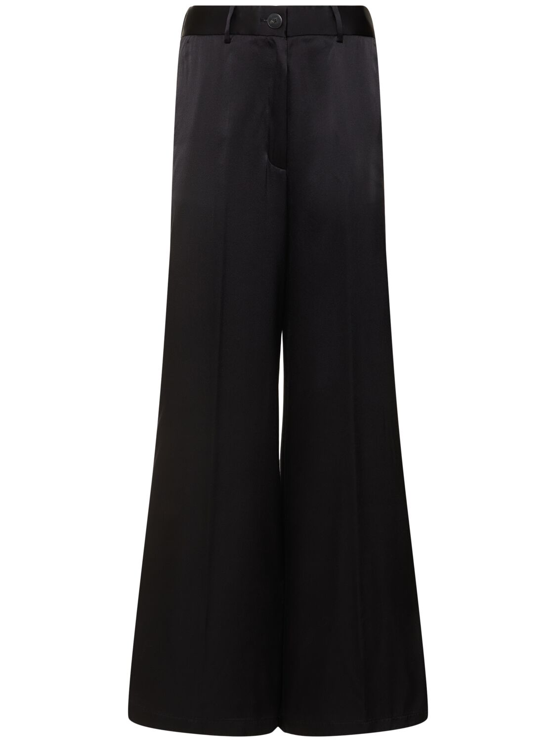 Forte Forte Stretch Heavy Silk Satin Tailored Pants In Black