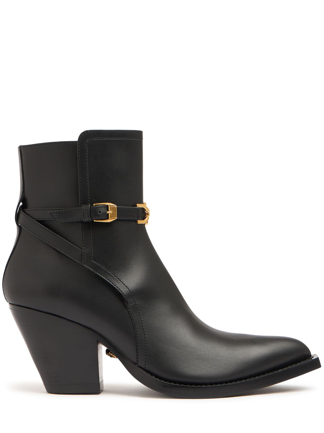 Shop Versace 65mm Camperos Leather Boots In Black