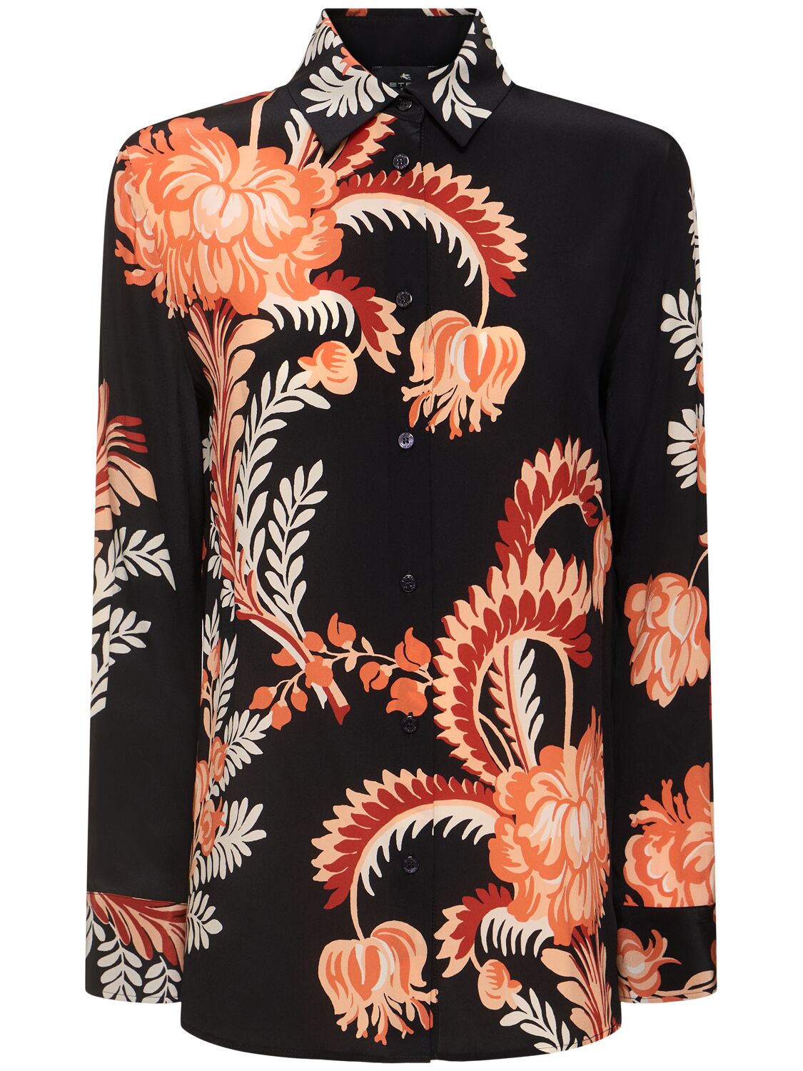 Shop Etro Printed Silk Shirt In Black/multi