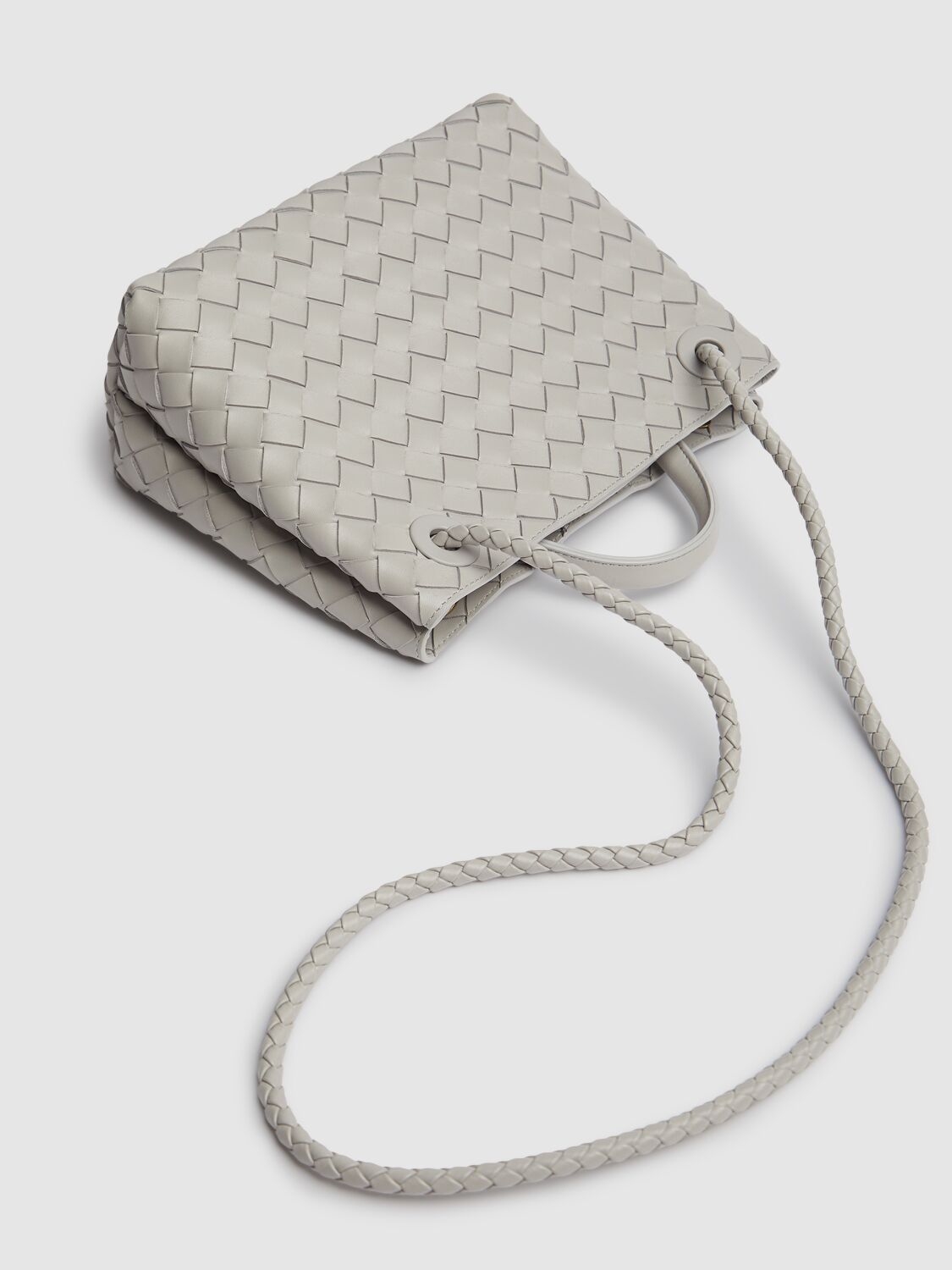 Shop Bottega Veneta Small Andiamo Leather Top Handle Bag In Sterling