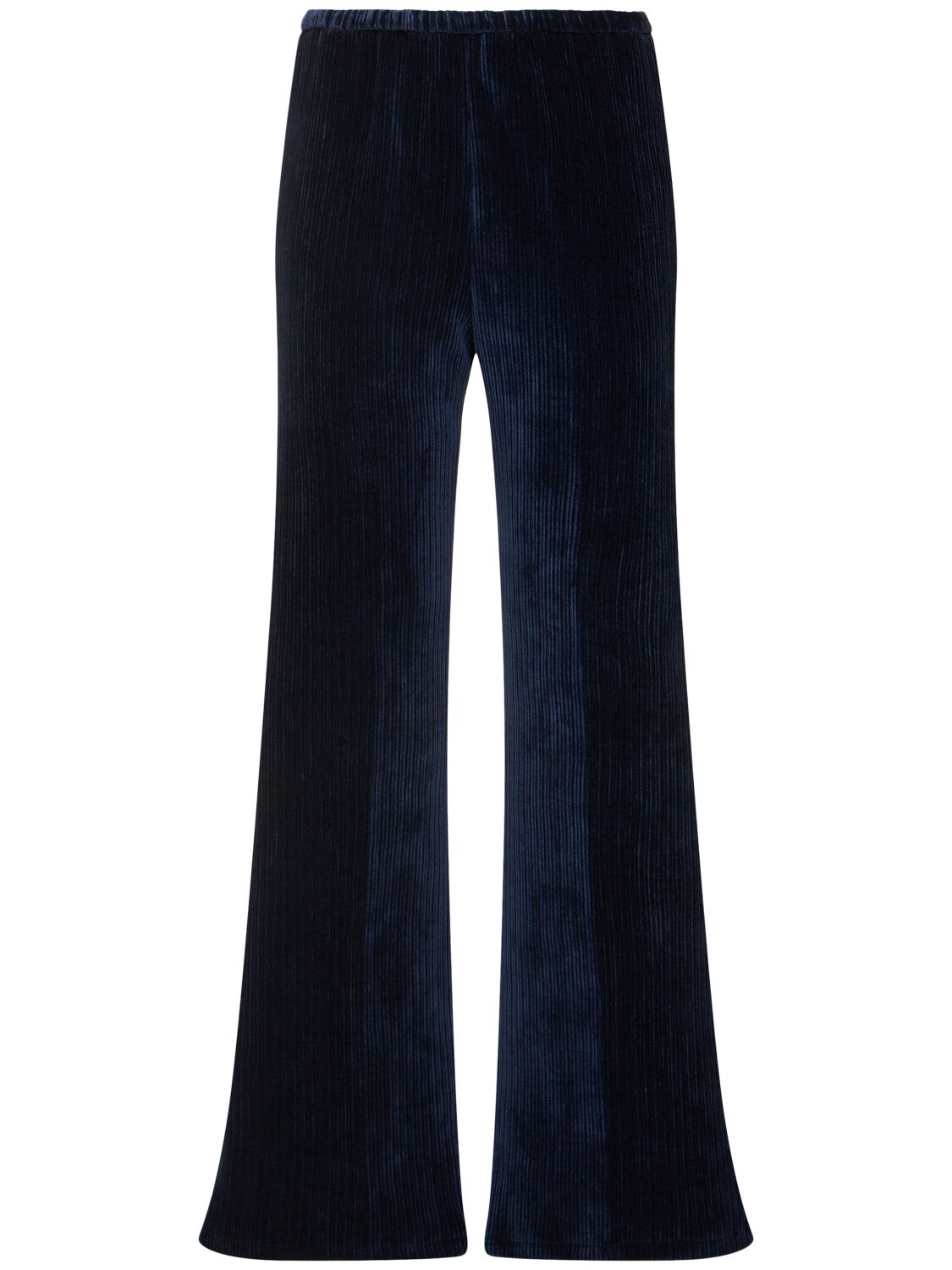 Shop Forte Forte Tech Knit Flared Pants In Navy