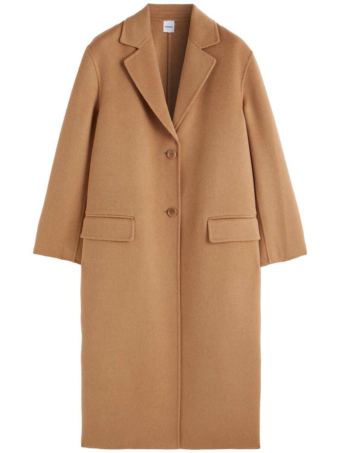 Aspesi Wool Long Coat In Beige