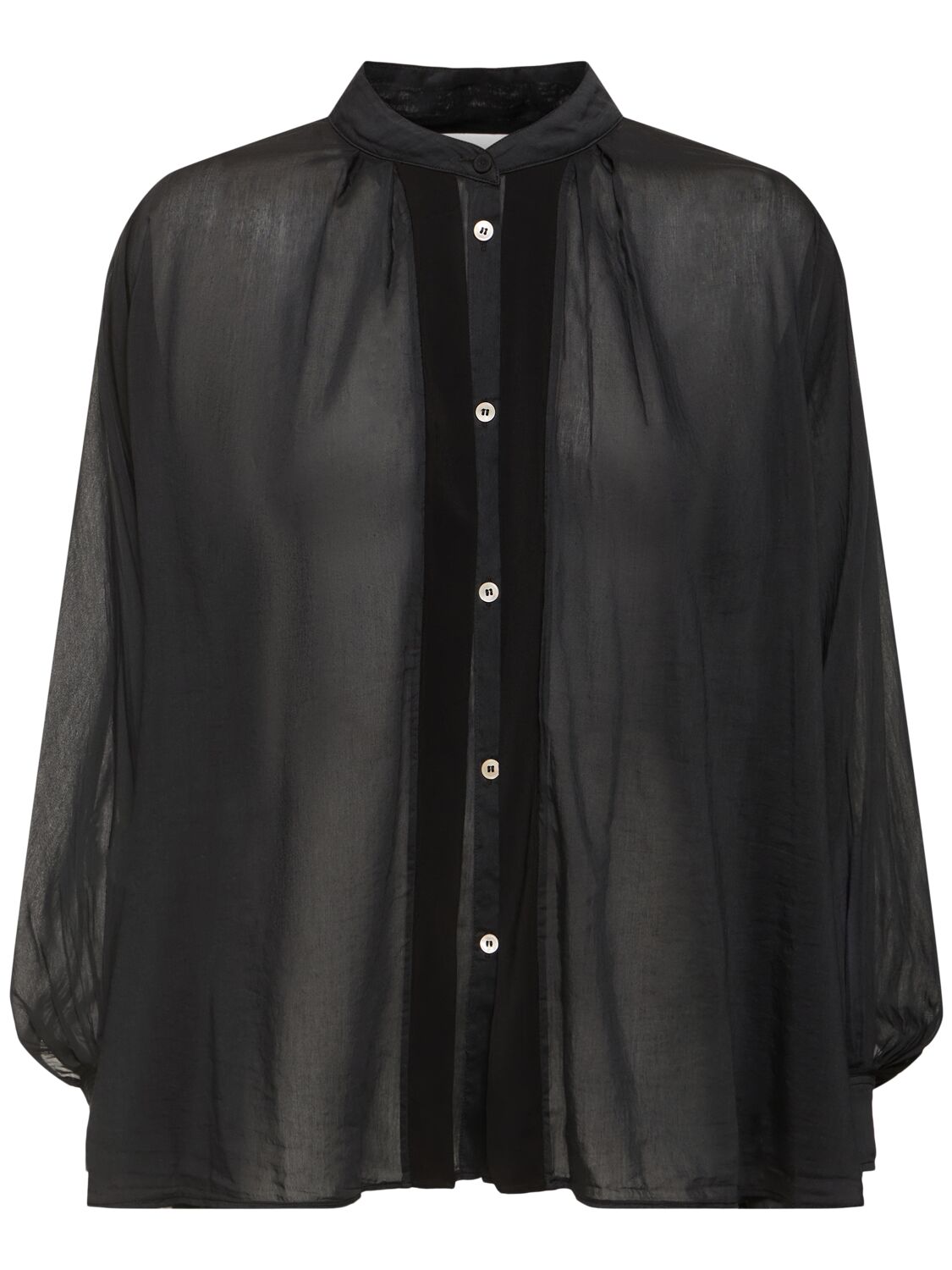 Image of Cotton Blend Voile Bohemian Collar Shirt