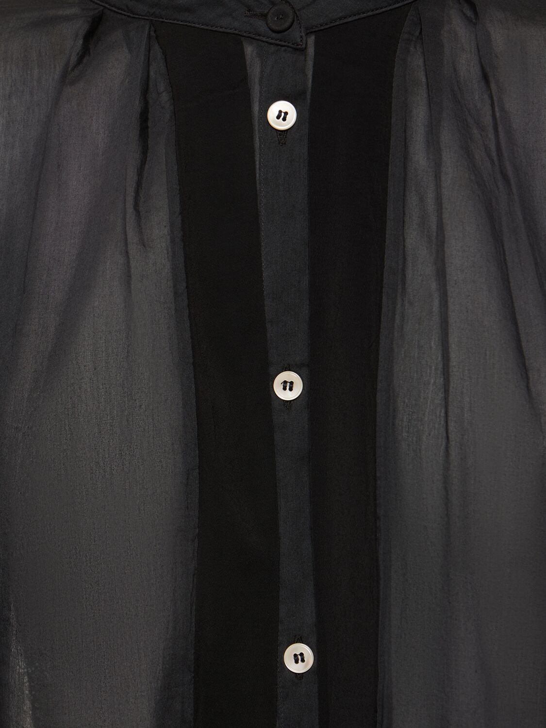 Shop Forte Forte Cotton Blend Voile Bohemian Collar Shirt In Black