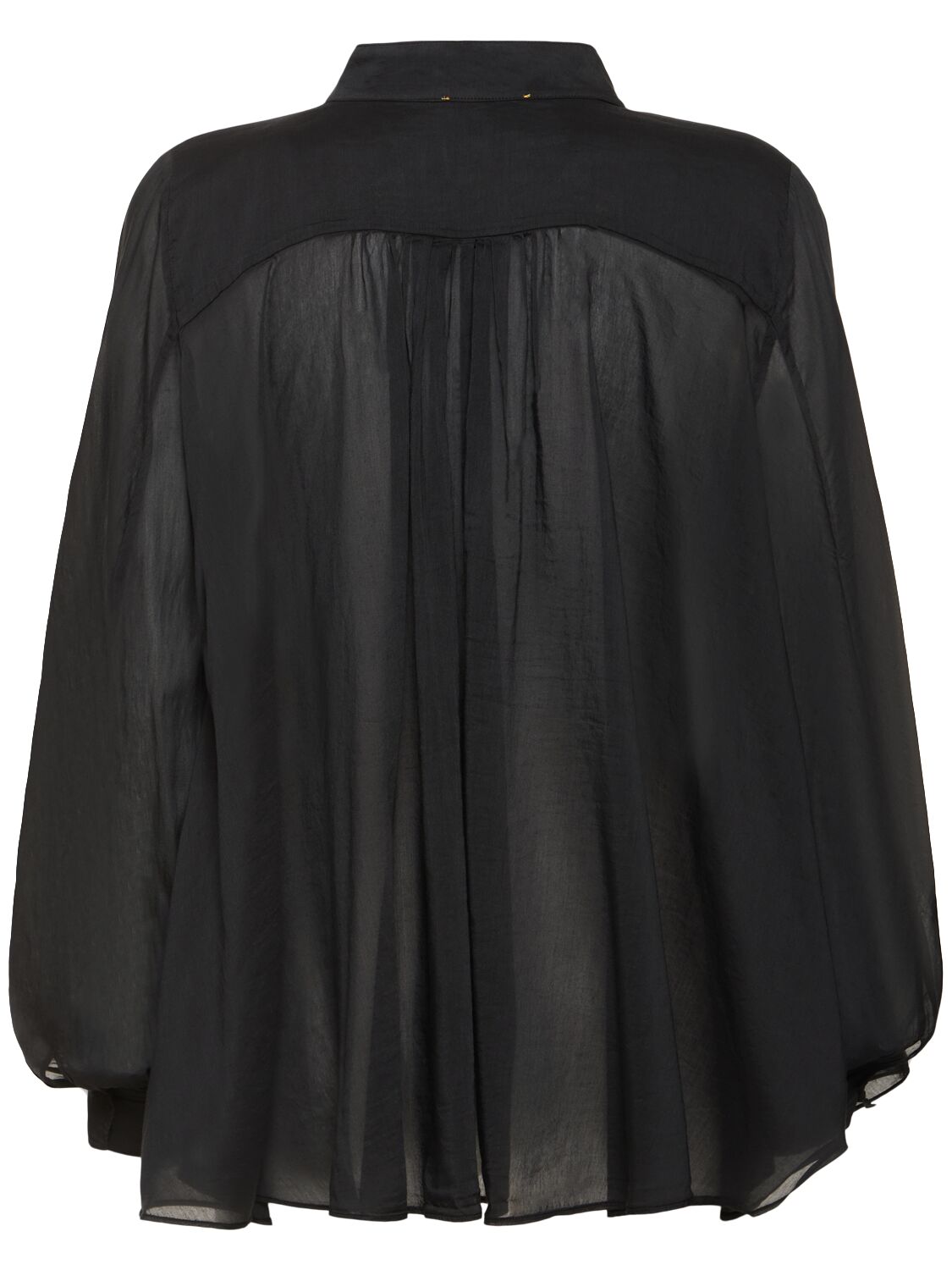 Shop Forte Forte Cotton Blend Voile Bohemian Collar Shirt In Black