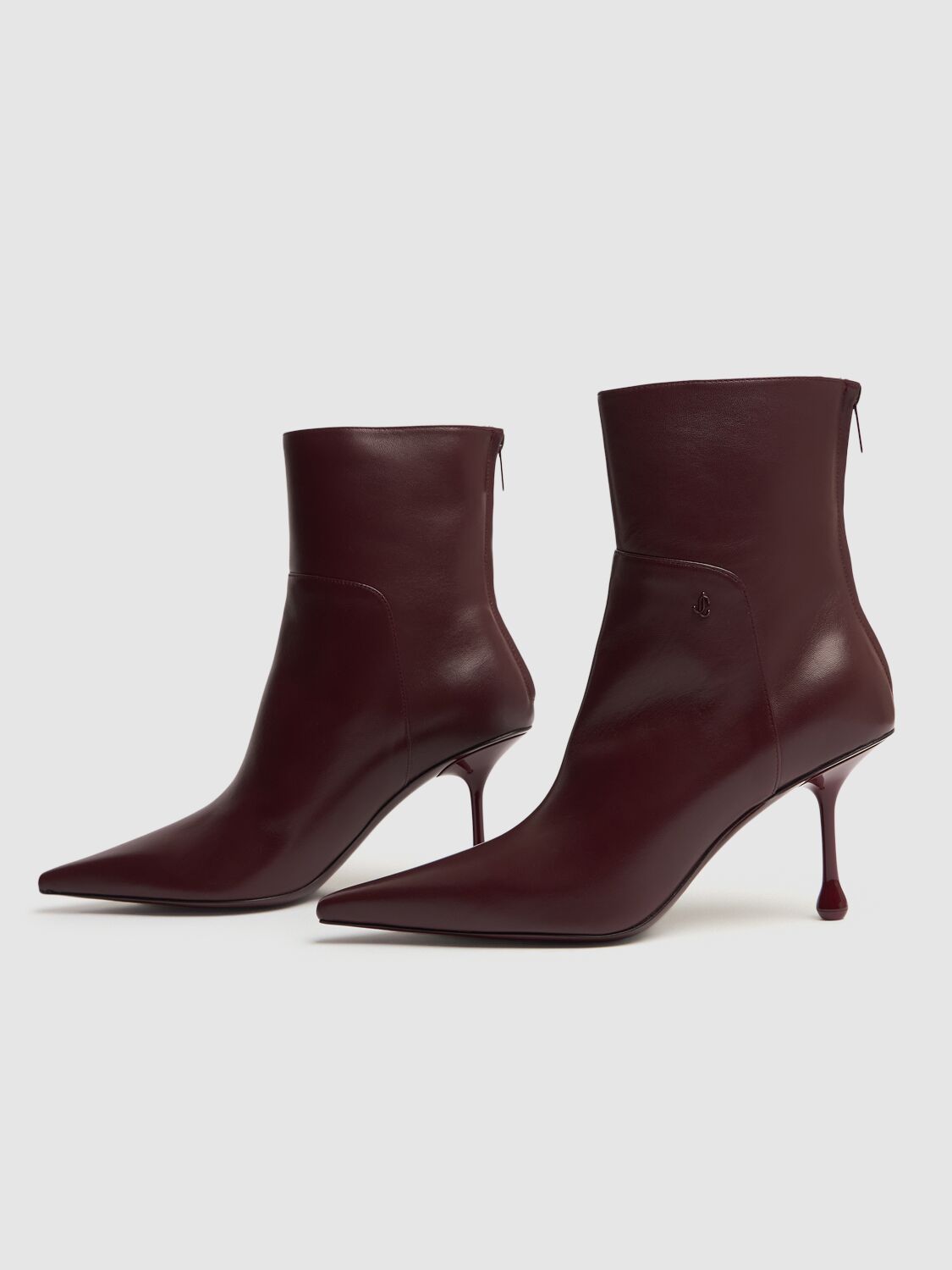 Shop Jimmy Choo 80mm Cycas Leather Boots In Burgundy