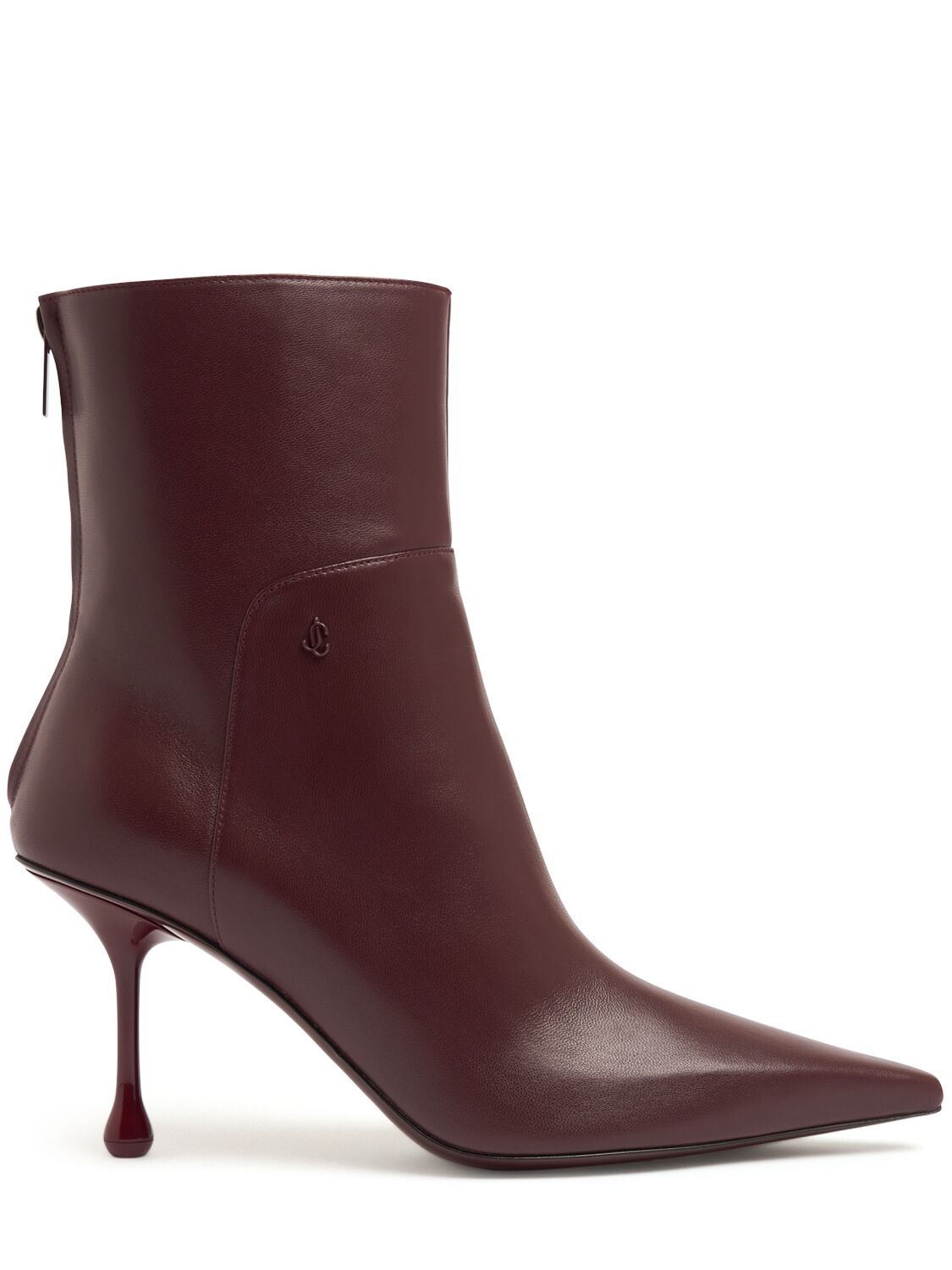 Shop Jimmy Choo 80mm Cycas Leather Boots In Burgundy