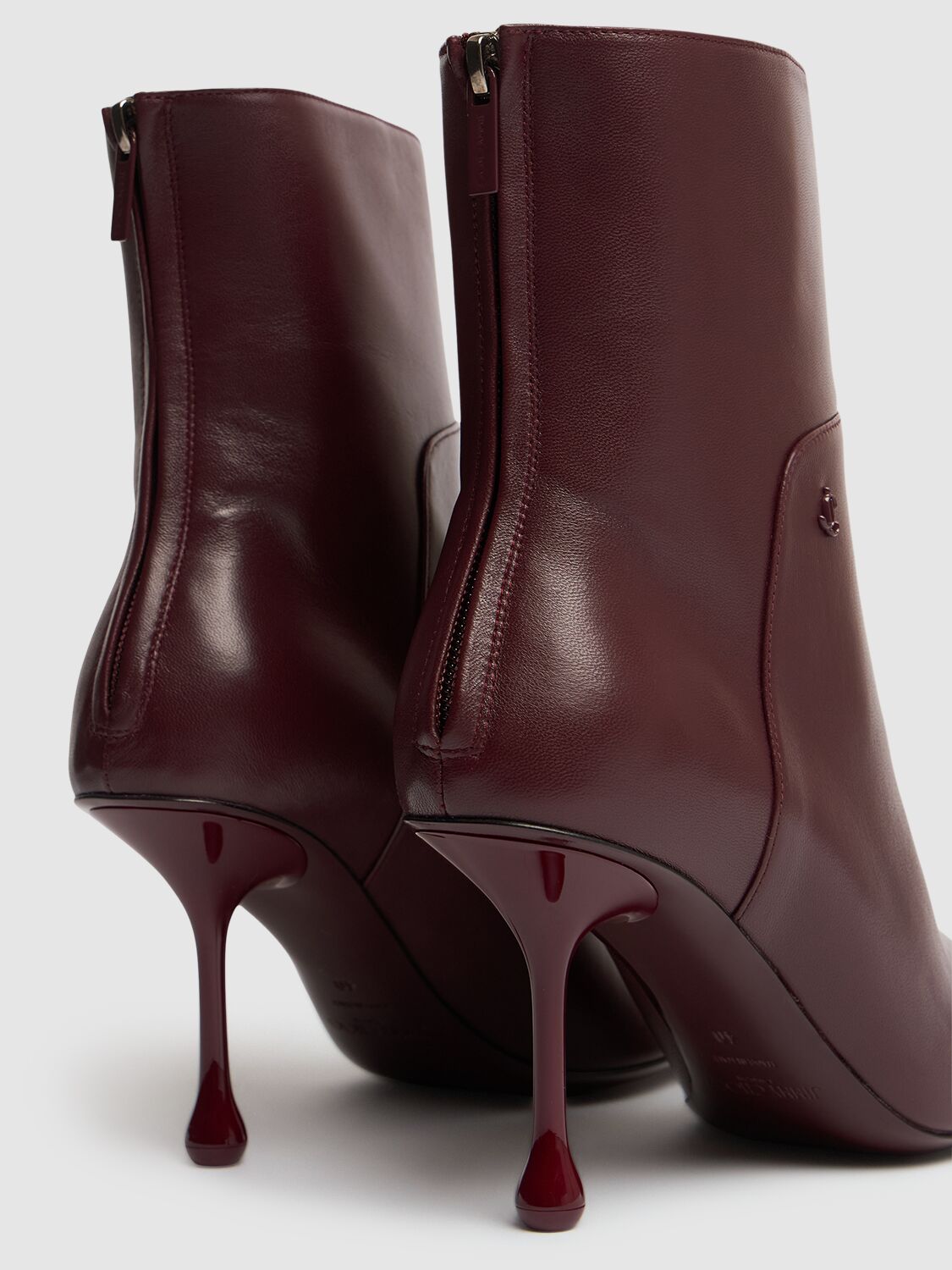 Shop Jimmy Choo 80mm Cycas Leather Boots In Burgundy