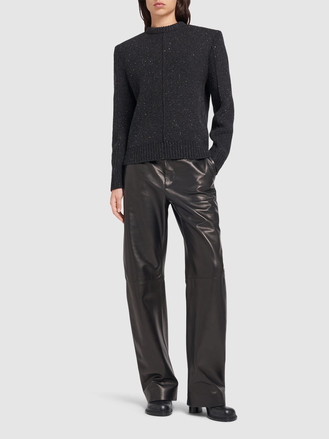 Shop Bottega Veneta Wool Blend Tailored Jumper In Dark Grey