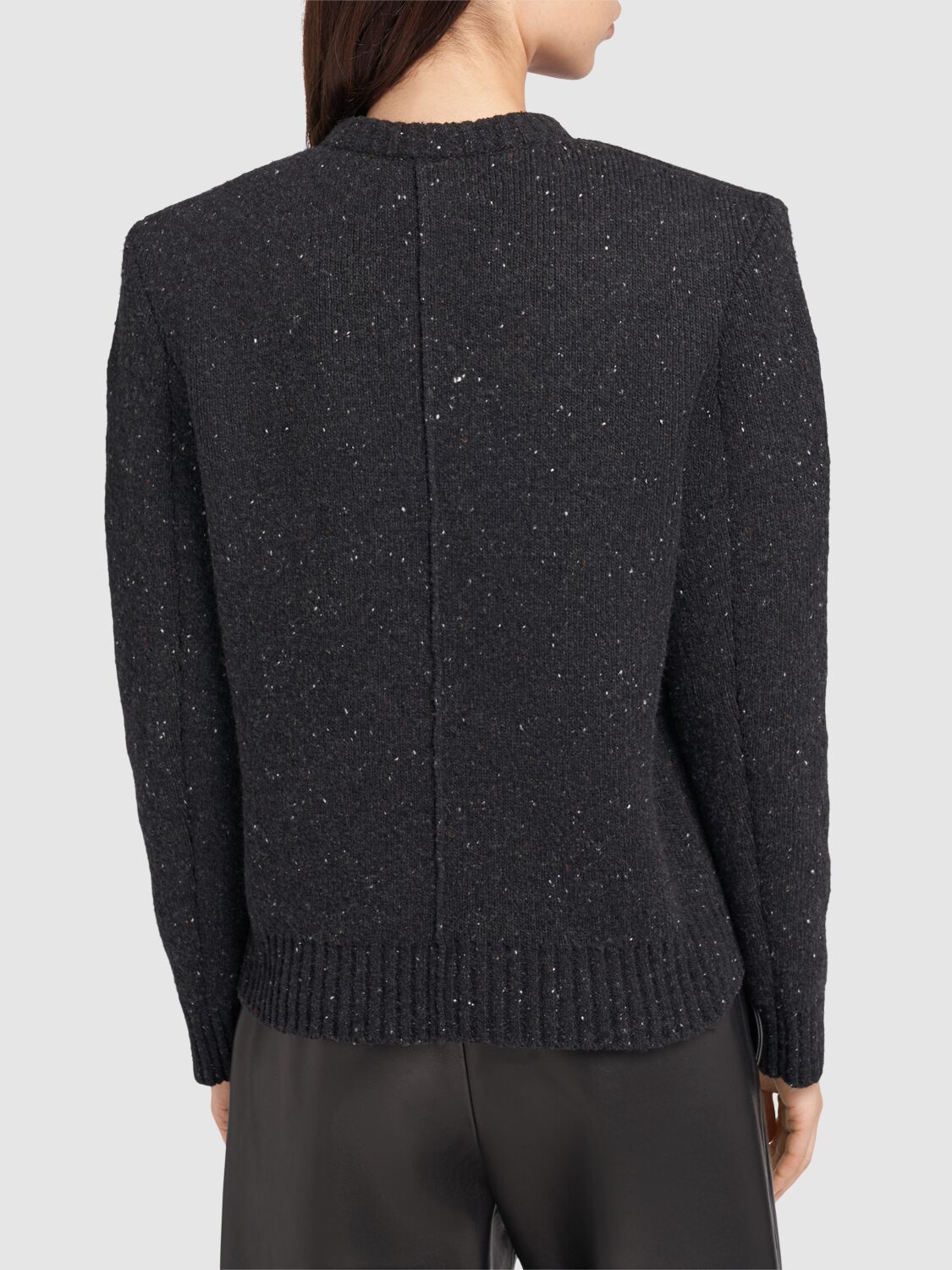 Shop Bottega Veneta Wool Blend Tailored Jumper In Dark Grey