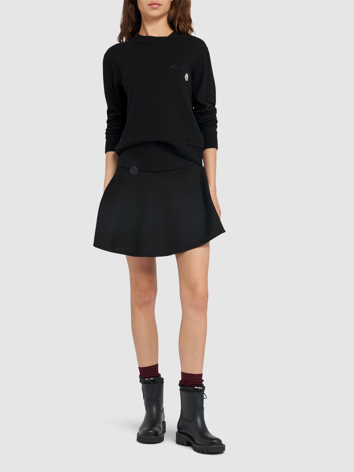 Shop Moncler Neoprene Mini Skirt In Black