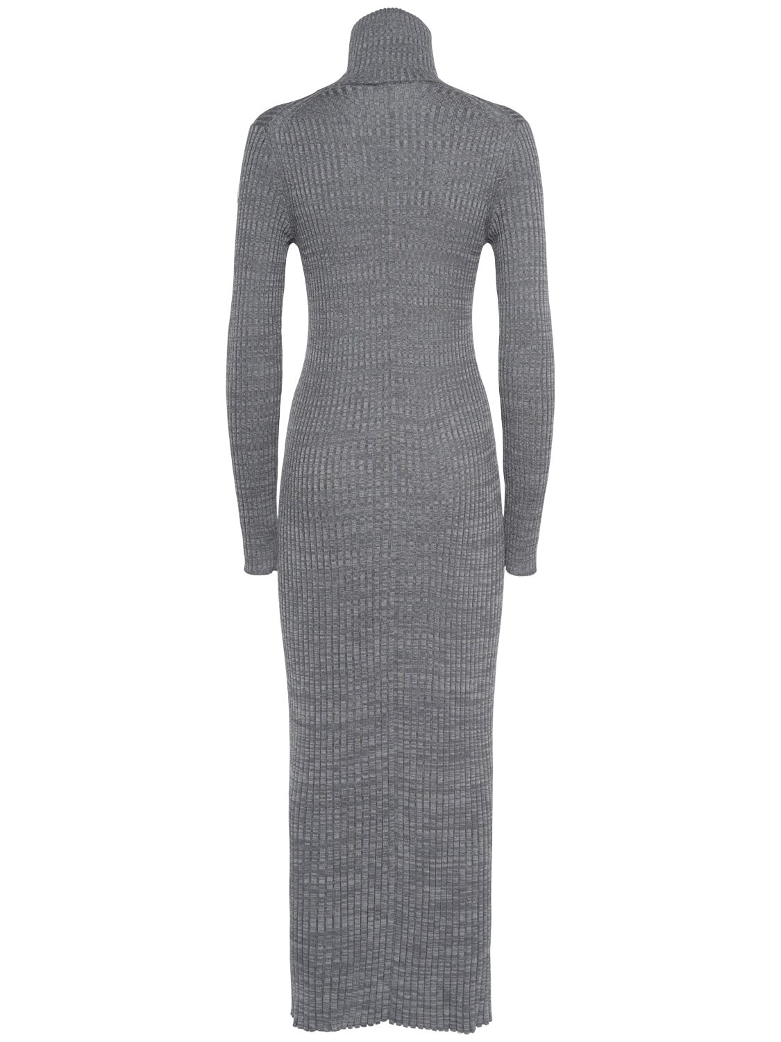 Shop Moncler Virgin Wool Midi Dress In Grey