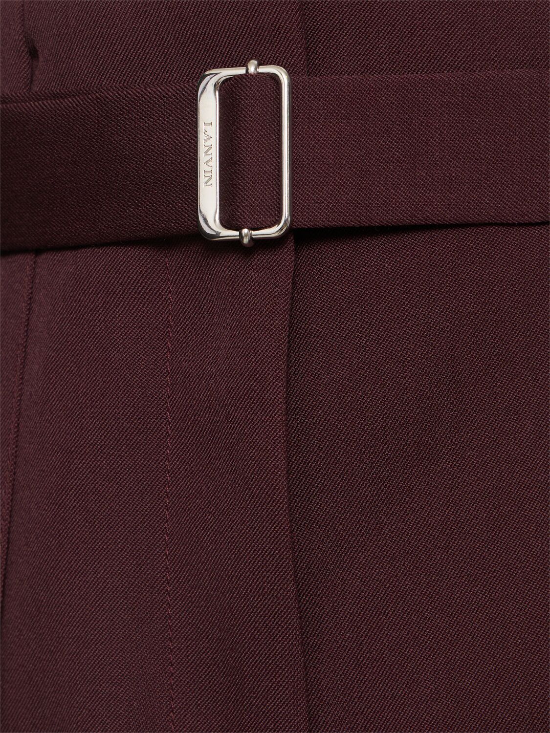 Shop Lanvin Pleated High Rise Wide Pants In Burgundy