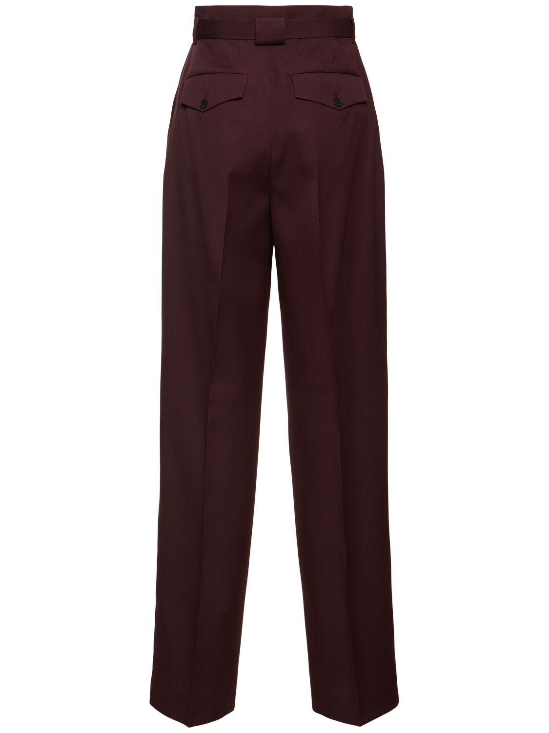 Shop Lanvin Pleated High Rise Wide Pants In Burgundy