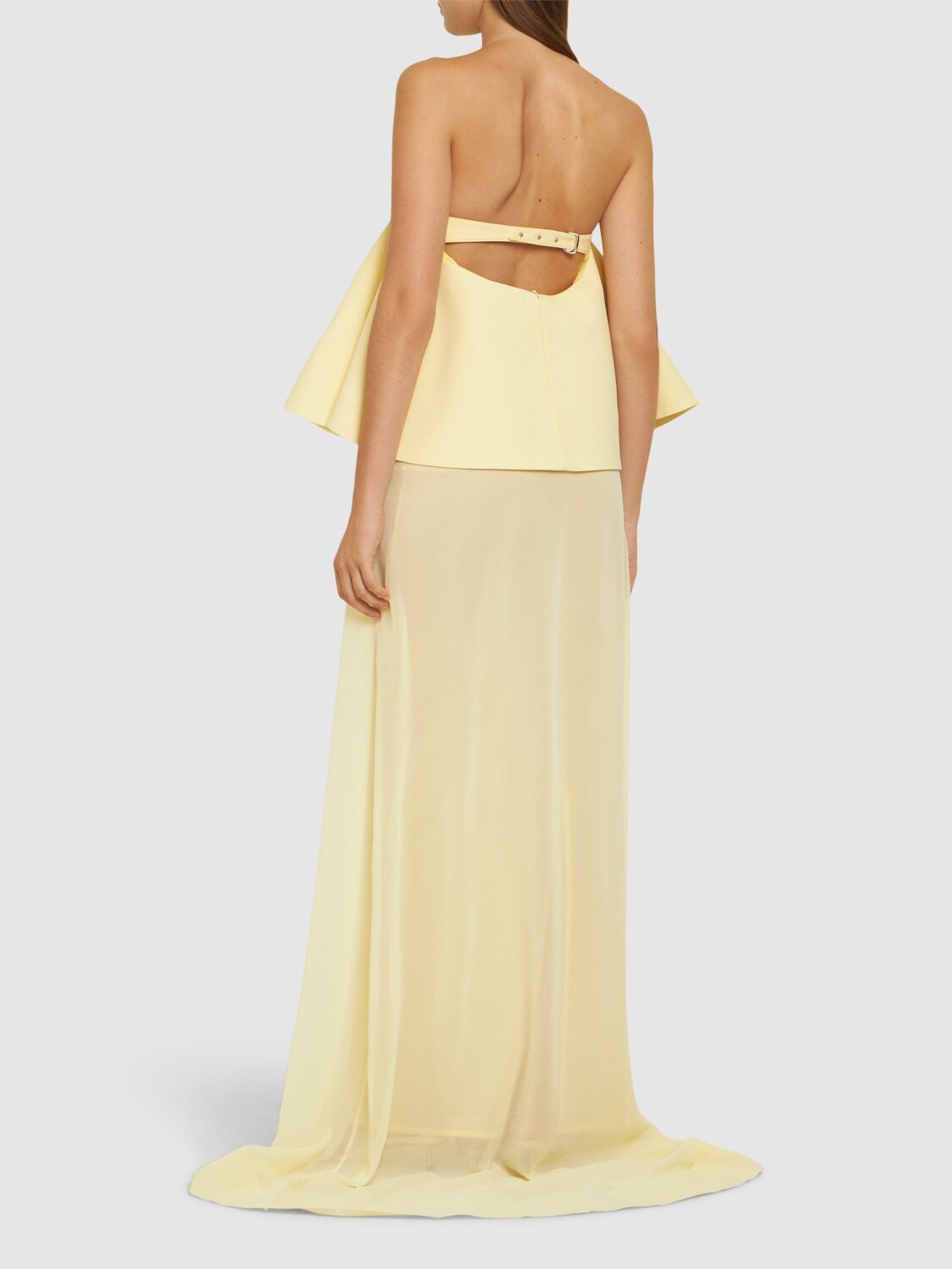 Shop Jacquemus La Robe Vela Chiffon Long Dress In Yellow