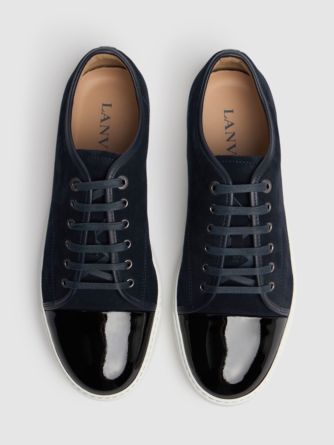 LANVIN SUEDE & LEATHER LOW TOP SNEAKERS 72IG0F001-MJQ1