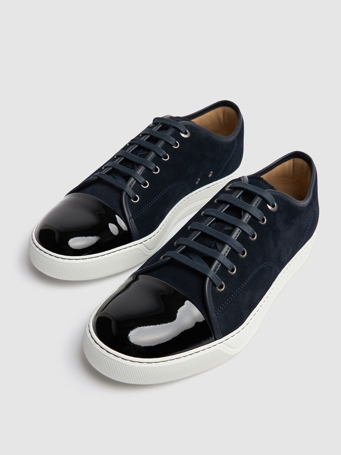 LANVIN SUEDE & LEATHER LOW TOP SNEAKERS 72IG0F001-MJQ1