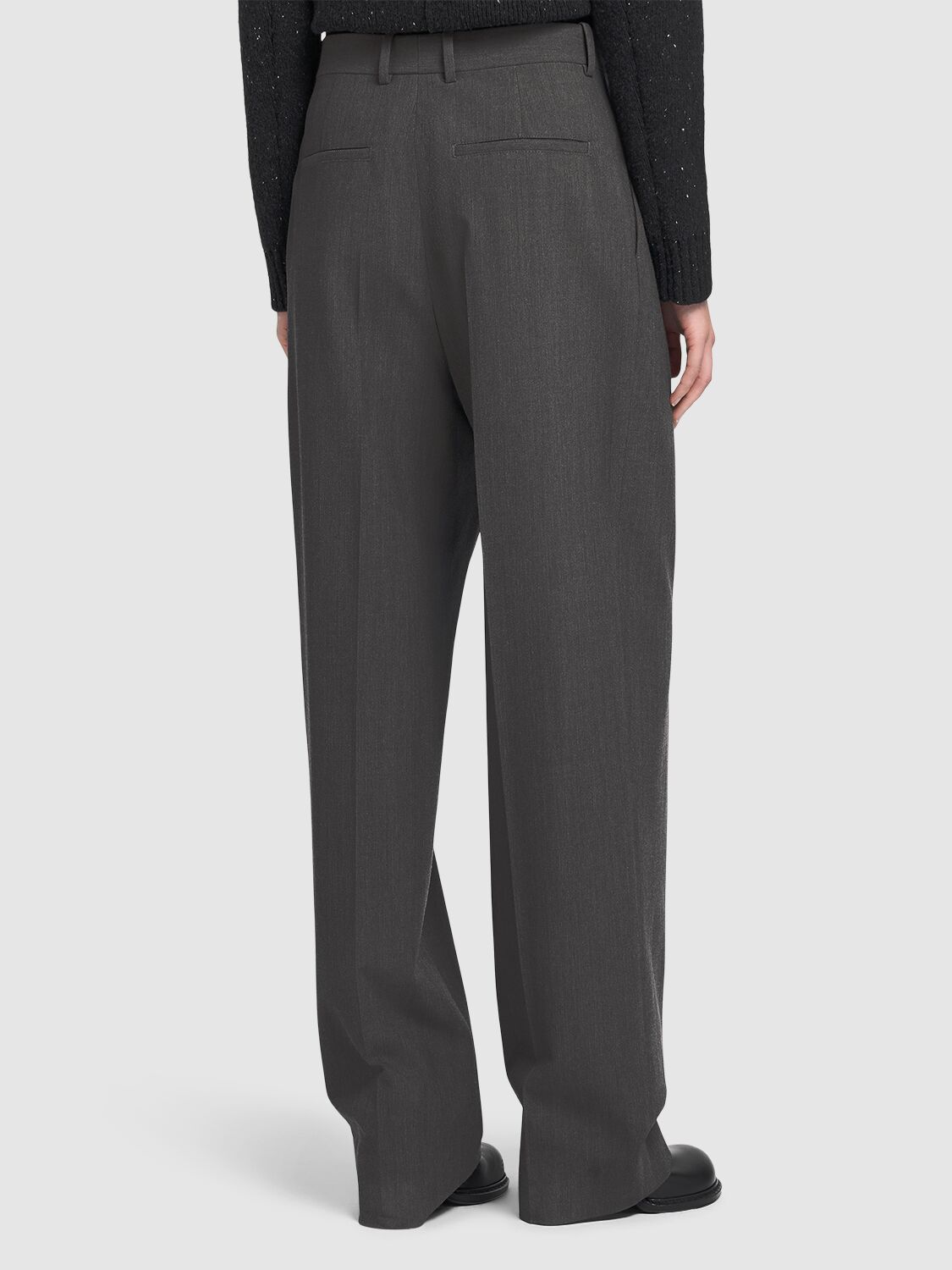 Shop Bottega Veneta Stretch Tricotine Pants In Heather Grey